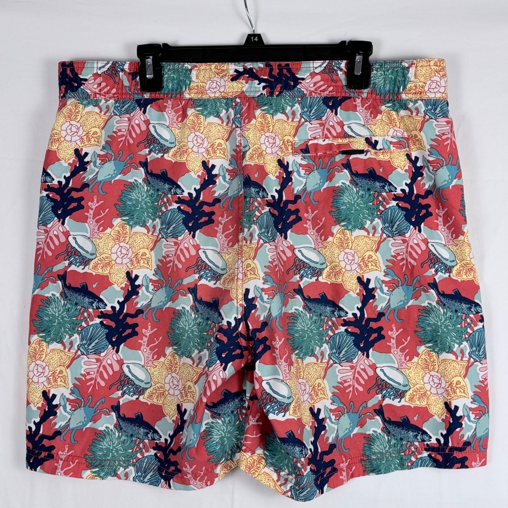 Nautica Swim Trunks Board Shorts L Coral Fish Pattern Drawstring Pockets Lining - Picture 5 of 8